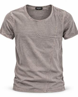 T-Shirt Uomo Alcott Grigio Tortora Acid Wash con T