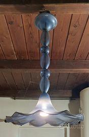 Lampadario a sospensione in vetro di Murano blu