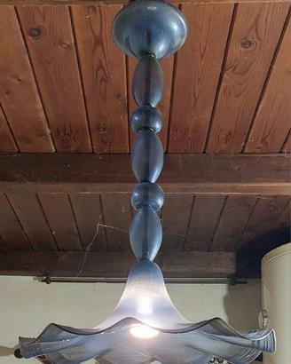 Lampadario a sospensione in vetro di Murano blu