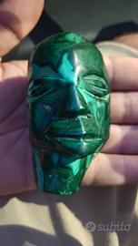 Testa scultura in malachite pietra 