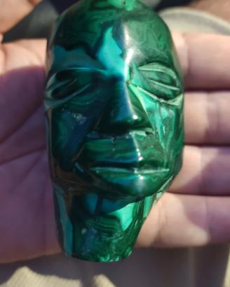Testa scultura in malachite pietra 