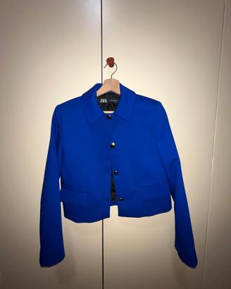 Giacca corta Zara blu elettrico taglia XS