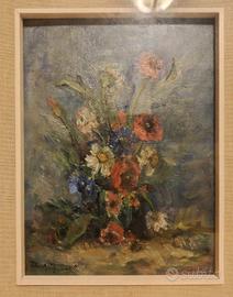 Dipinto a Olio Gina Zandavalli Flangini "Fiori Mis