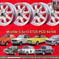 4 pz cerchi Ford Minilite 5.5x13 ET25 4x108
