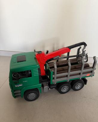 Camion Trasporto Legno Bruder MAN TG 410 A con Gru
