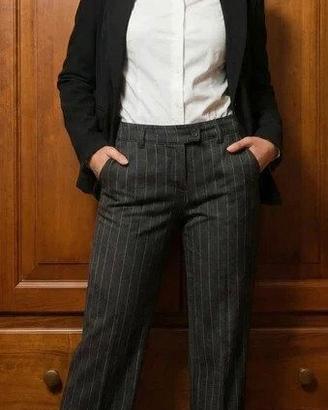 Pantaloni Donna Armani Jeans Neri Gessati IT 40