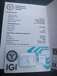 Diamante naturale Igi 0,30 E VVS 3 Ex