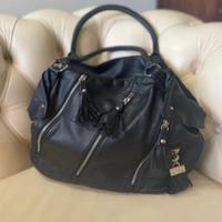 Borsa a spalla in vera pelle nera