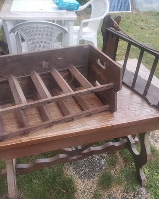 tre portabottiglie legno