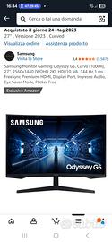 Samsung monitor gaming gaming odyssey g5, curvo