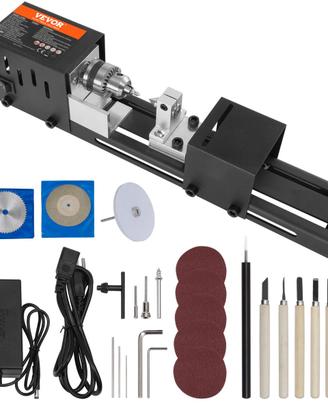 Mini Tornio per Legno 96W a 7 Velocità Regolabile