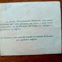 RICEVUTA CASINO TRIPOLI '38 ORIGINAL COLONIE LIBIA