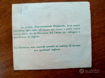RICEVUTA CASINO TRIPOLI '38 ORIGINAL COLONIE LIBIA