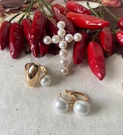 Parure oro giallo collana anello orecchini