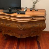 Cassettiera modernariato vintage legno ricamato
