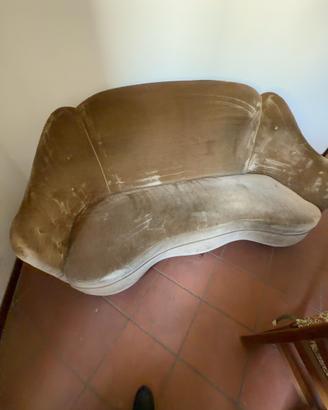 Divano e 2 poltrone a pozzetto in velluto vero