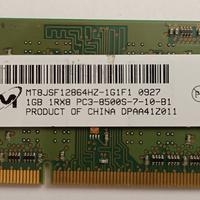 RAM So-Dimm 1 Gb DDR3 1066 Mhz PC3-8500