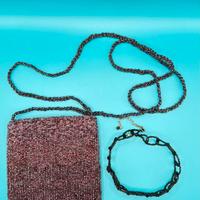 Set borsetta Fru Fru perline + girocollo nero