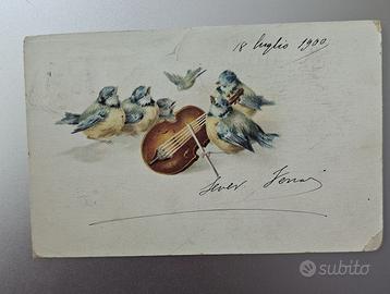 Cartolina antica viaggiata CINCIALLEGRE/VIOLINO