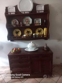 Piattaia con alzatina in legno massello