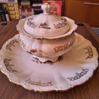 Set Piatto e Alzata Porcellana Oro 