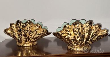 Coppia Vasi Vintage Weeping Gold 24K USA '50