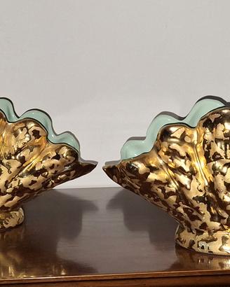 Coppia Vasi Vintage Weeping Gold 24K USA '50