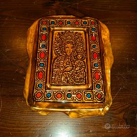 Bella madonna su vetro di murano e bagno in oro