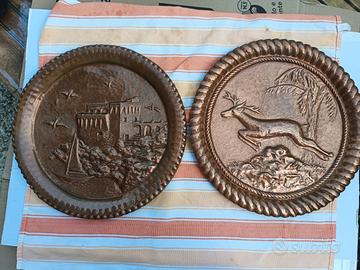 coppia piatti di rame ornamentali