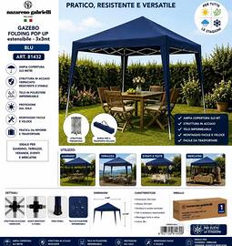 Gazebo 3x3 mt richiudibile a ombrello