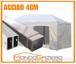 3X6 Gazebo impermeabile PVC mercatini acciaio 4cm