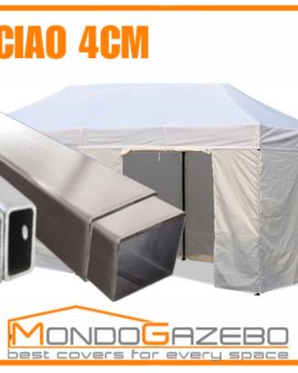 3X6 Gazebo impermeabile PVC mercatini acciaio 4cm