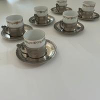 Servizio caffe porcellana e peltro
