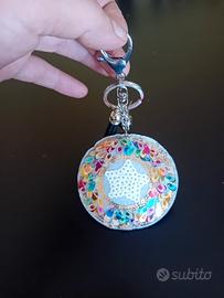 Portachiavi pendente rotondo paillettes 