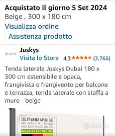 tenda estraibile laterale cm 300x 180