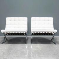 KNOLL Studio Set di  2 Barcellona pelle bianca