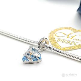 Charm cuore azzurro in argento 925 Modello Pandora