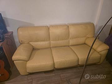 Divano Letto 3 Posti in Pelle - Rete e Materasso