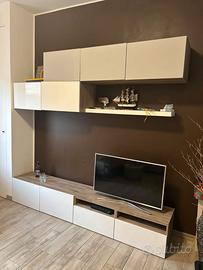 Parete attrezzata IKEA BESTÅ rovere tortora-bianco
