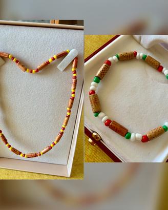 Collana e bracciale stile etnico con perline