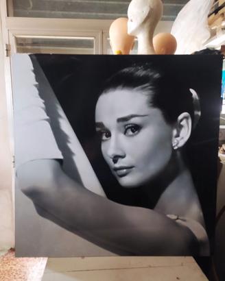 Quadro Quadrato Audrey Hepburn B&W 100x100
