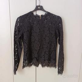 Maglia manica lunga nera di pizzo - taglia S
