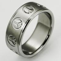Anello Acciaio Inox Unisex Simbolo Pace NUOVO