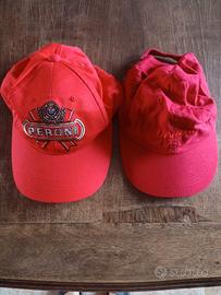 Lotto 2 cappellini Vintage rossi Peroni/Invicta