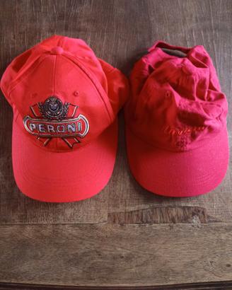 Lotto 2 cappellini Vintage rossi Peroni/Invicta