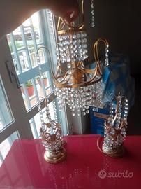 lampadario e luci comodino in cristallo