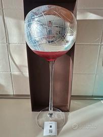 Vaso vetro rosso e argento
