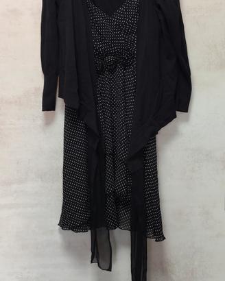 Abito a pois con fiori in rilievo + Bolero incroci