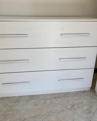 Cassettiera Comò Bianco a 3 Cassetti Capienti – St