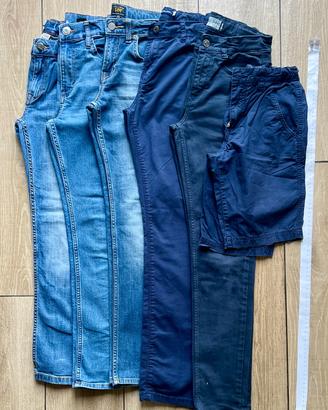 5 jeans + pantalone corto bambino 9-11 anni